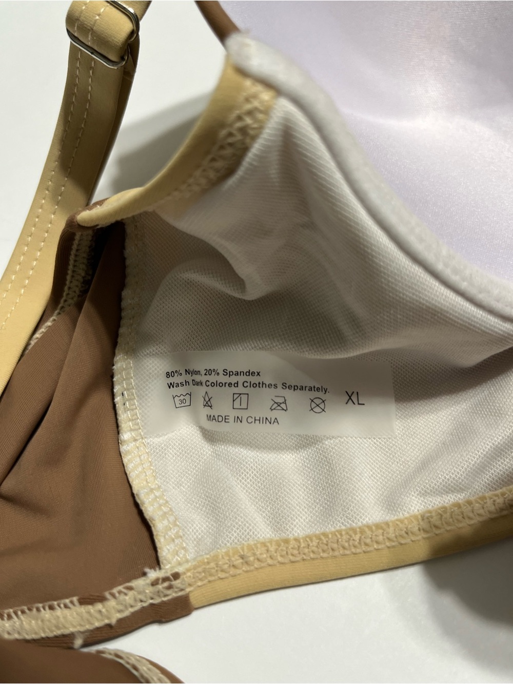 Beige & Brown Underwire Bra - XL